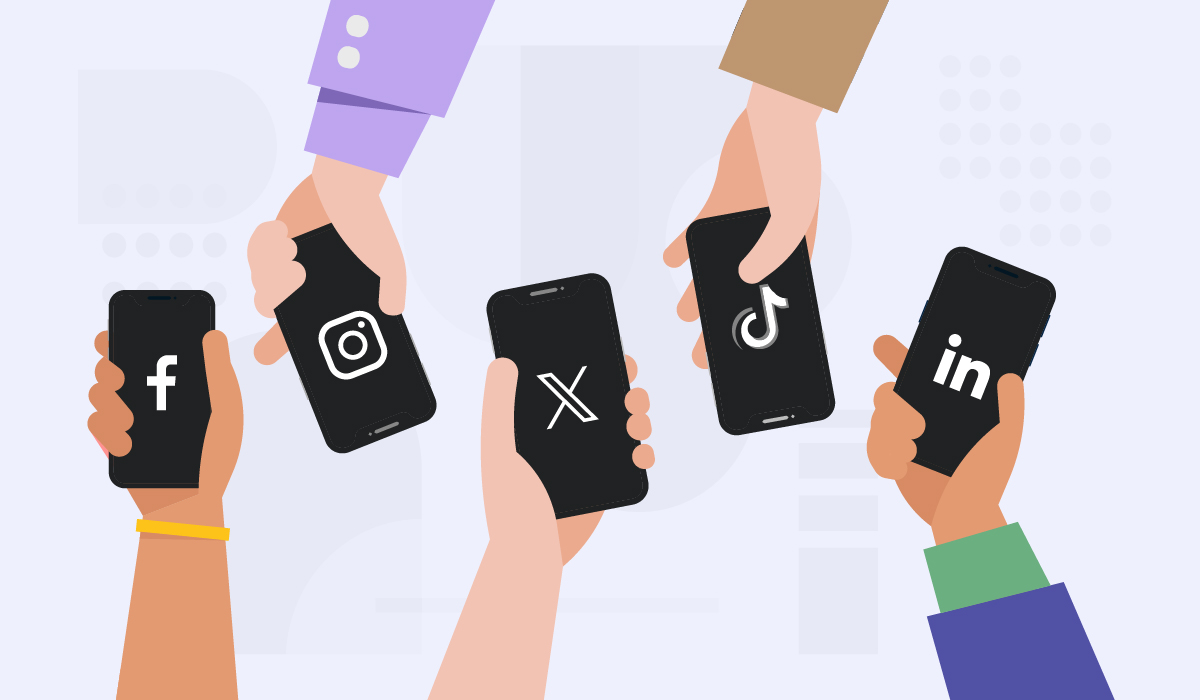 different social media platforms on phones